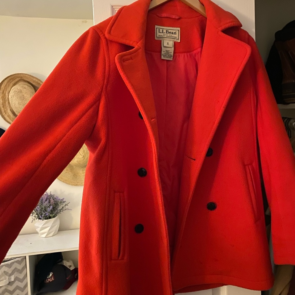 L.L. Bean Women's Vibrant Red Peacoat
